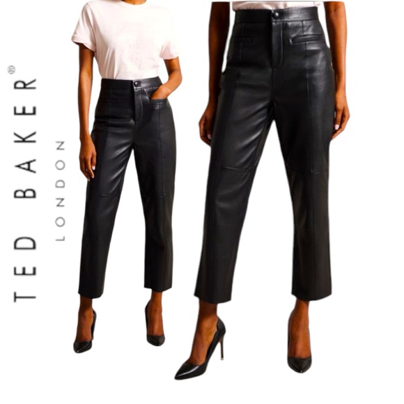 TED BAKER Genuine Leather Pants NEW WITHOUT TAGS SIZE 2 - Picture 1 of 15